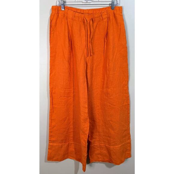 Zara Pants - Zara Women's Orange Linen Wide Leg Pull on Pants Size Medium